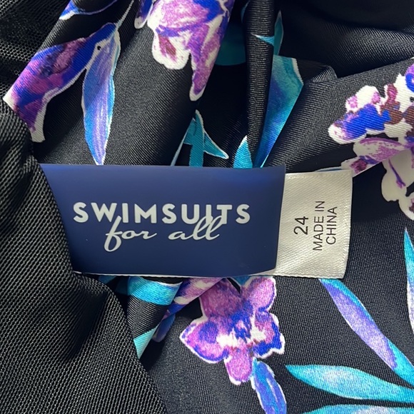 Swimsuits for All Tankini Top Swim Tropical Floral Mesh High Neck 24 - Picture 5 of 6